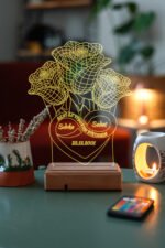 Kişiye Özel 3D 3 Gül ve Sonsuzluk 16 Renk Dekoratif Led Lamba - Görsel 4