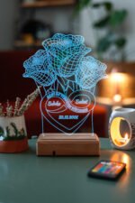 Kişiye Özel 3D 3 Gül ve Sonsuzluk 16 Renk Dekoratif Led Lamba - Görsel 5