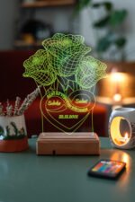 Kişiye Özel 3D 3 Gül ve Sonsuzluk 16 Renk Dekoratif Led Lamba - Görsel 6