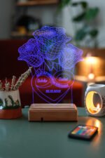Kişiye Özel 3D 3 Gül ve Sonsuzluk 16 Renk Dekoratif Led Lamba - Görsel 7