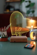 Özel Tasarım 3D 16 Renk Dekoratif Aşk Led Lamba