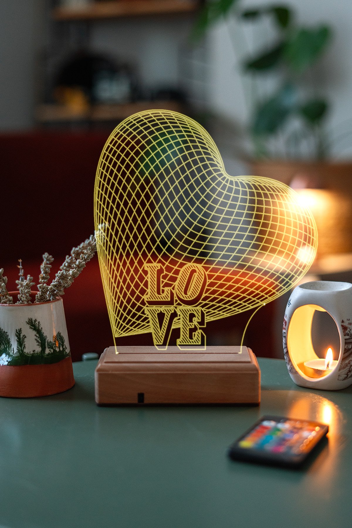 MDW-LV-1470 Özel Tasarım 3D 16 Renk Dekoratif Aşk Led Lamba - Görsel 1