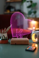 Özel Tasarım 3D 16 Renk Dekoratif Aşk Led Lamba - Görsel 3