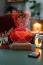 Sevgiliye Hediye 3D Ayıcık 16 Renk Dekoratif Led Lamba