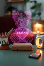 Sevgiliye Hediye 3D Ayıcık 16 Renk Dekoratif Led Lamba - Görsel 3