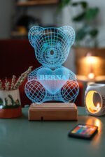 Sevgiliye Hediye 3D Ayıcık 16 Renk Dekoratif Led Lamba - Görsel 4
