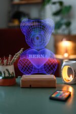 Sevgiliye Hediye 3D Ayıcık 16 Renk Dekoratif Led Lamba - Görsel 6