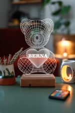 Sevgiliye Hediye 3D Ayıcık 16 Renk Dekoratif Led Lamba - Görsel 7