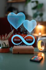 Sevgiliye Özel Hediye 3D 2 Kalp 16 Renk Dekoratif Led Gece Lambası - Görsel 5