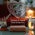 Sevgiliye Hediye 3D Sevimli Hayvanlar Kalpli 16 Renk Dekoratif Led Lamba