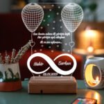 Sevgiliye Hediye 3D Sonsuzluk 2 Kalp 16 Renk Dekoratif Led Gece Lambası