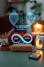 Sevgiliye Hediye 3D Sonsuzluk 2 Kalp 16 Renk Dekoratif Led Gece Lambası - Görsel 2