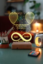 Sevgiliye Hediye 3D Sonsuzluk 2 Kalp 16 Renk Dekoratif Led Gece Lambası - Görsel 3