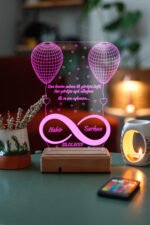 Sevgiliye Hediye 3D Sonsuzluk 2 Kalp 16 Renk Dekoratif Led Gece Lambası - Görsel 4