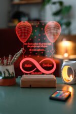 Sevgiliye Hediye 3D Sonsuzluk 2 Kalp 16 Renk Dekoratif Led Gece Lambası - Görsel 5