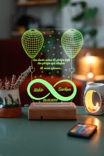 Sevgiliye Hediye 3D Sonsuzluk 2 Kalp 16 Renk Dekoratif Led Gece Lambası - Görsel 6