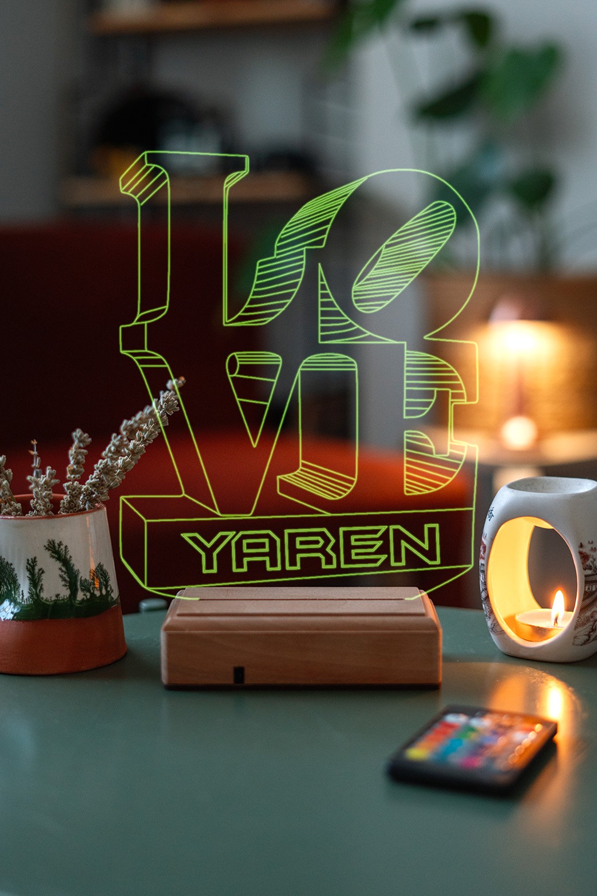 MDW-LV-1570 Sevgiliye Hediye 3D Love 16 Renk Dekoratif Led Lamba - Görsel 1
