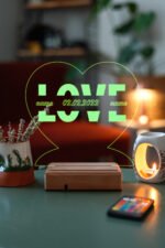 Sevgiliye Hediye Love İsimli Tarihli 16 Renkli Kumandalı Gece Lambası - Görsel 5