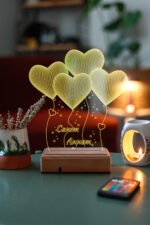 Anneler Günü Hediyesi, Anneye Hediye 4 Kalp 16 Renkli Kumandalı Gece Lambası - Görsel 5