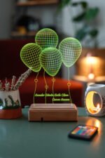 İsimli Anneler Günü Hediyesi, Sevgiliye Hediye 4 Balon Kumandalı Gece Lambası - Görsel 3