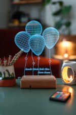 İsimli Anneler Günü Hediyesi, Sevgiliye Hediye 4 Balon Kumandalı Gece Lambası - Görsel 4