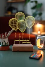 İsimli Anneler Günü Hediyesi, Sevgiliye Hediye 4 Balon Kumandalı Gece Lambası - Görsel 5
