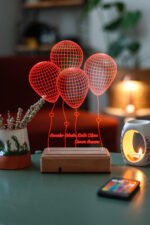İsimli Anneler Günü Hediyesi, Sevgiliye Hediye 4 Balon Kumandalı Gece Lambası - Görsel 6