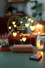 Anneler Günü Hediye Kalp 3D 16 Renk Dekoratif Led Lamba