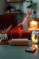Kişiye Özel 3D Elektro Gitar Hediyelik 16 Renk Dekoratif Led Lamba - Görsel 2