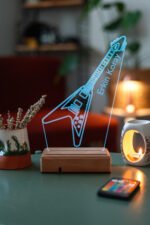 Kişiye Özel 3D Elektro Gitar Hediyelik 16 Renk Dekoratif Led Lamba - Görsel 4