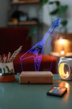 Kişiye Özel 3D Elektro Gitar Hediyelik 16 Renk Dekoratif Led Lamba - Görsel 6
