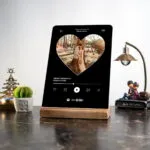 Siyah Kalp Spotify Fotoğraflı Sevgiliye Masa Süsü