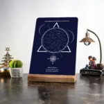 Geometrik Lacivert Yıldız Haritası Yıl Dönümü Masa Süsü