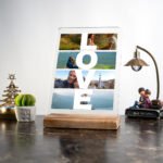 LOVE Yatay 4 Fotoğraflı Kişiselleştirilebilir Sevgiliye Masa Süsü