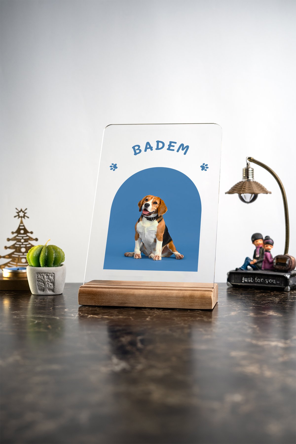 MDW-MS-191 Evcil Dost Köpek Fotoğraflı Kişiselleştirilebilir Masa Süsü - Görsel 1