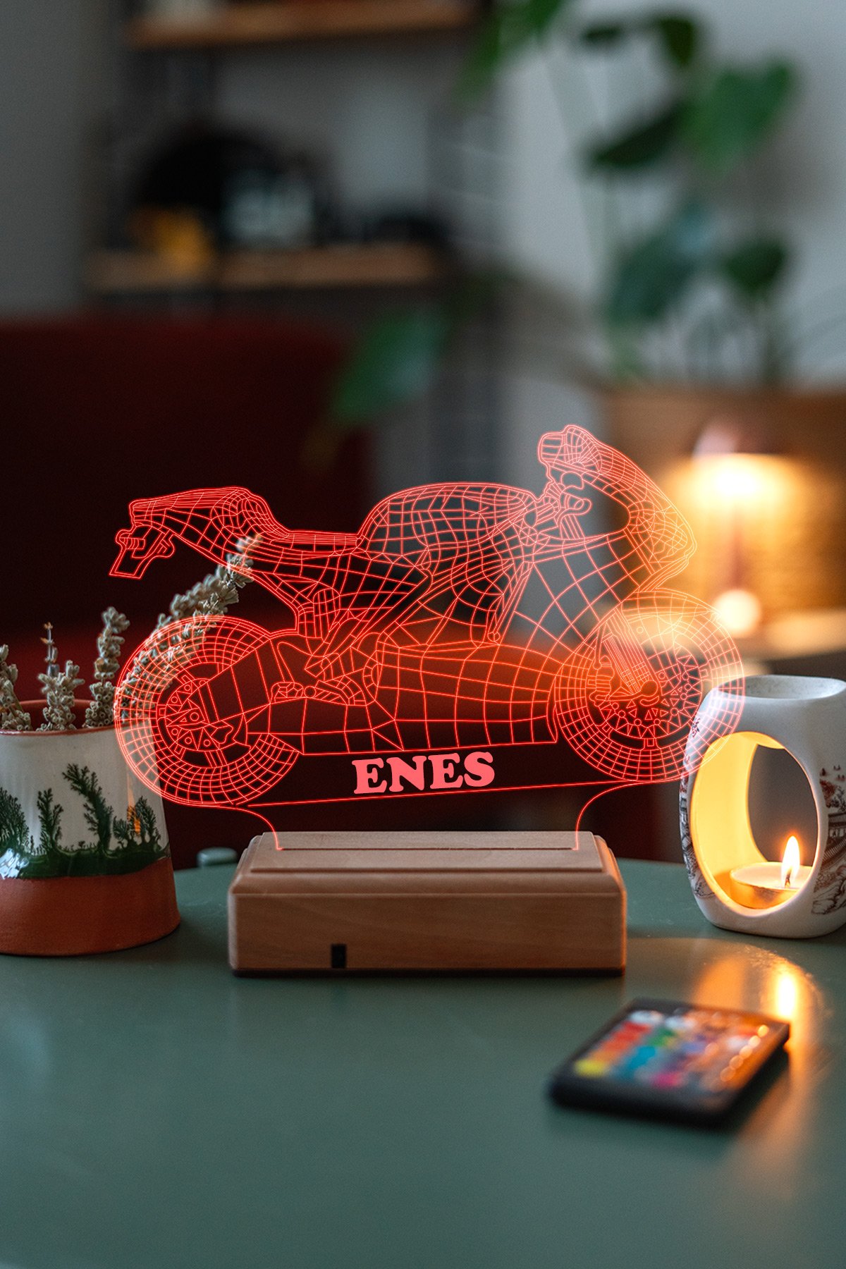 MDW-MT-1010 Kişiye Özel Yarış Motoru 3D Led Lamba - Görsel 1