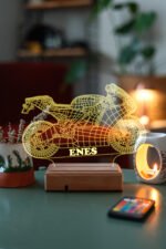 Kişiye Özel Yarış Motoru 3D Led Lamba - Görsel 2