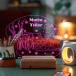 Kişiye Özel Mutlu Yıllar 3D 16 Renk Dekoratif Led Lamba