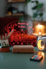 Kişiye Özel Mutlu Yıllar 3D 16 Renk Dekoratif Led Lamba - Görsel 2