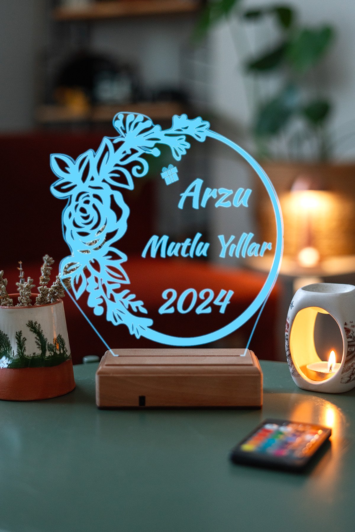 MDW-NY-1030 Kişiye Özel Hediyesi 3D 16 Renk Dekoratif Led Lamba - Görsel 1