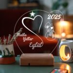 Kişiye Özel 3D Kardan Adam Kalp 16 Renk Dekoratif Led Lamba