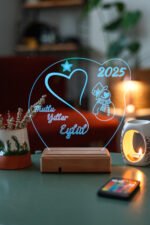 Kişiye Özel 3D Kardan Adam Kalp 16 Renk Dekoratif Led Lamba - Görsel 4