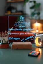 Kişiye Özel 3D Öğretmenler Günü Atatürk 16 Renk Dekoratif Led Lamba - Görsel 4