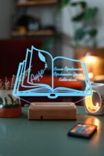 Kişiye Özel Öğretmenler Günü Kitap 3D 16 Renk Dekoratif Led Lamba