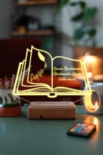 Kişiye Özel Öğretmenler Günü Kitap 3D 16 Renk Dekoratif Led Lamba - Görsel 2