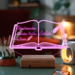 Kişiye Özel 3D Öğretmenler Günü Kitap&Kalem 16 Renk Dekoratif Led Lamba