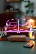 Kişiye Özel 3D Öğretmenler Günü Kitap&Kalem 16 Renk Dekoratif Led Lamba