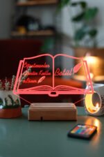 Kişiye Özel 3D Öğretmenler Günü Kitap&Kalem 16 Renk Dekoratif Led Lamba - Görsel 2