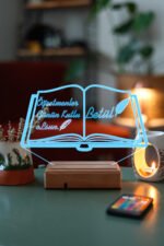 Kişiye Özel 3D Öğretmenler Günü Kitap&Kalem 16 Renk Dekoratif Led Lamba - Görsel 4