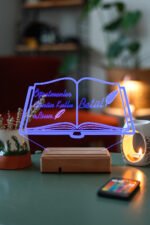 Kişiye Özel 3D Öğretmenler Günü Kitap&Kalem 16 Renk Dekoratif Led Lamba - Görsel 6